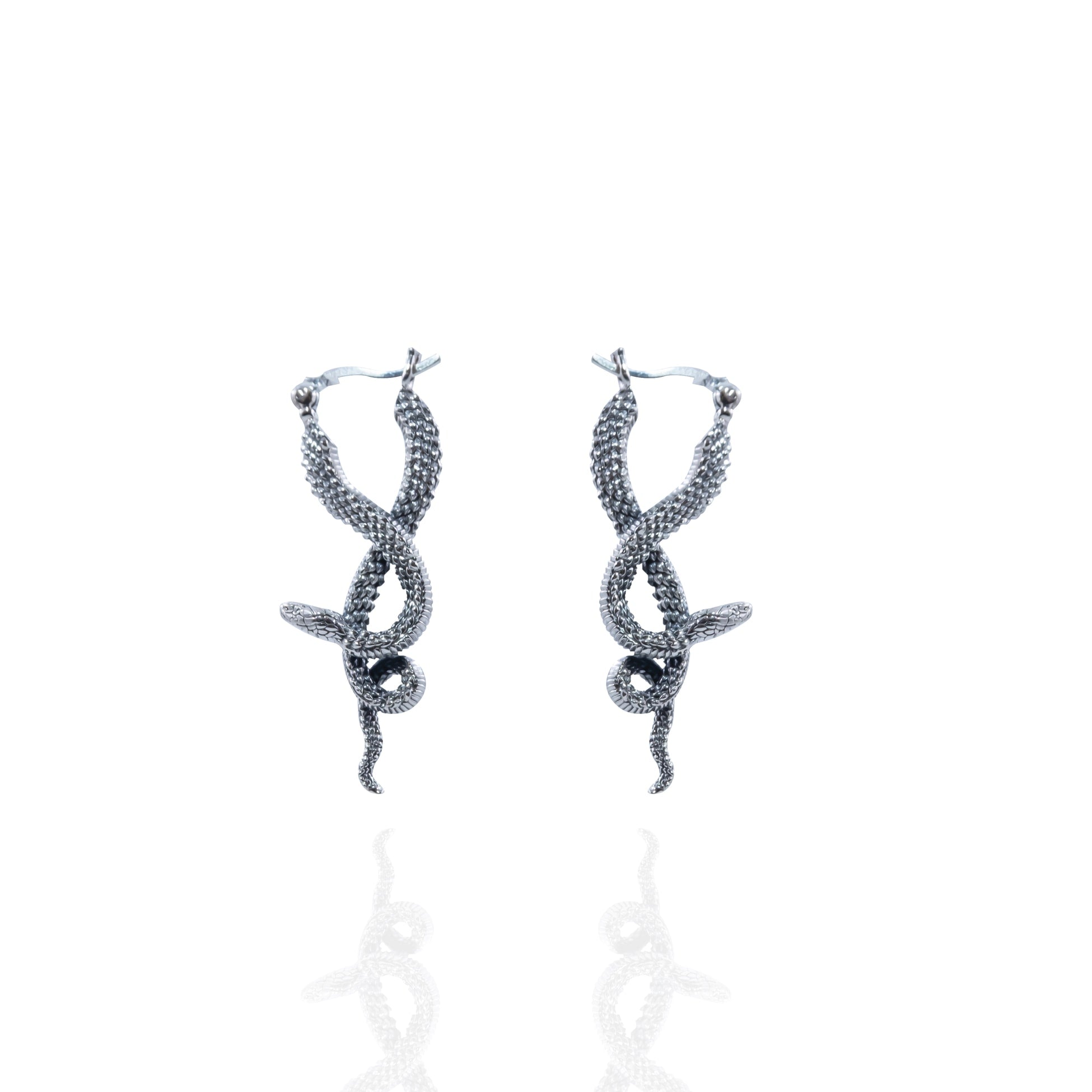 Kimolos-Basilisk 925 Ayar Gümüş Tasarım Yılan Küpe-3-Milagron.com