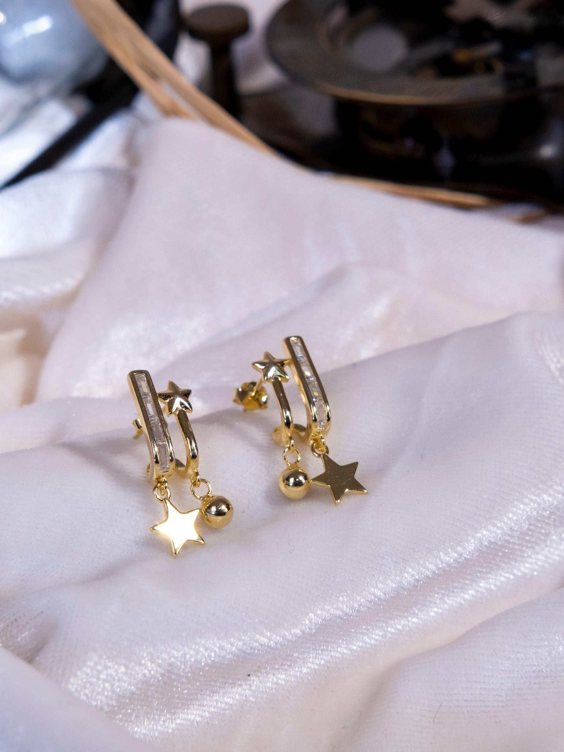 Kimolos-Best Wishes 925 Ayar Gümüş Yıldız Küpe-Küpe-1-Milagron.com