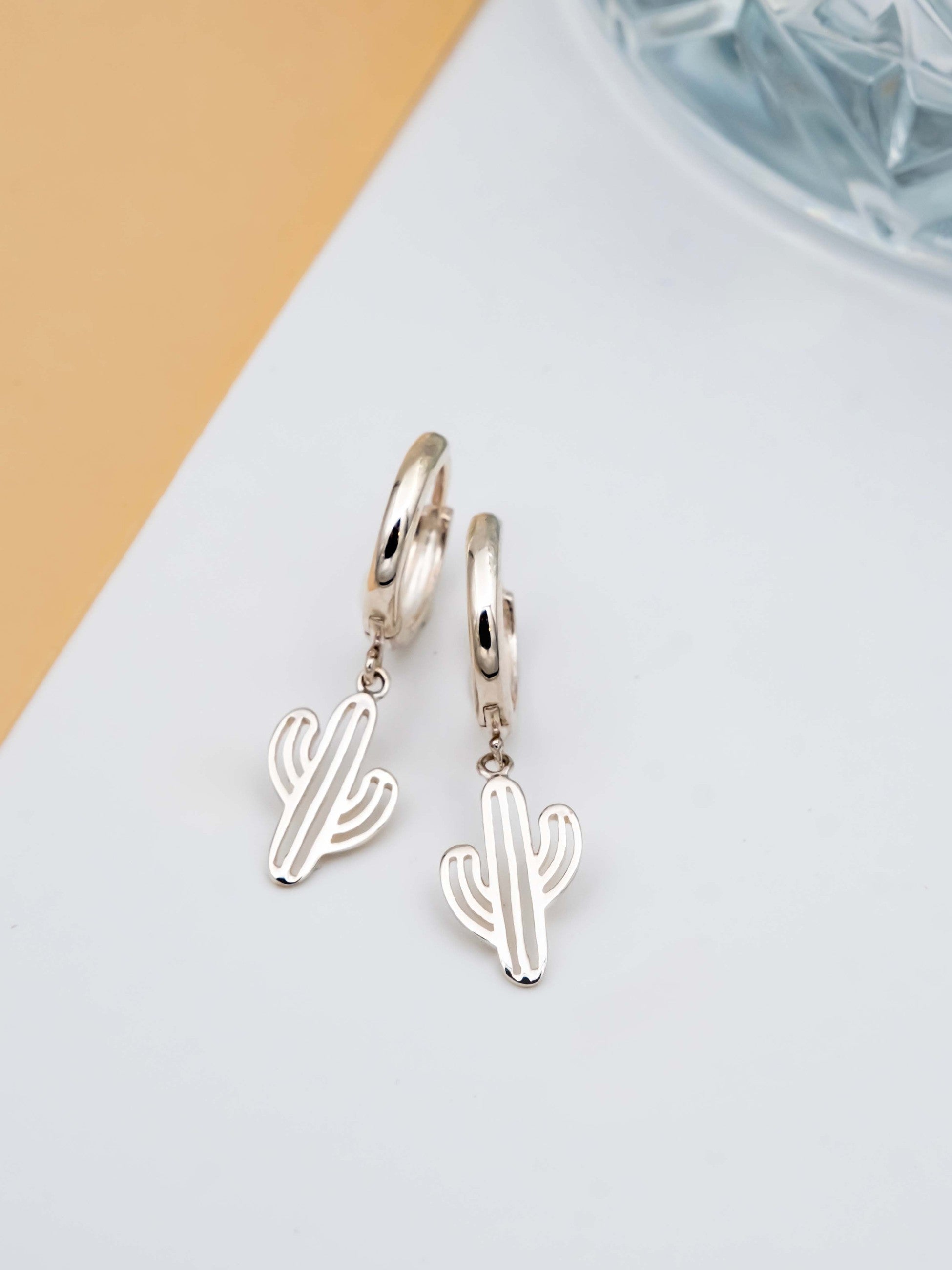 Kimolos-Cactus 925 Ayar Gümüş Kaktüs Küpe-Küpe-1-Milagron.com