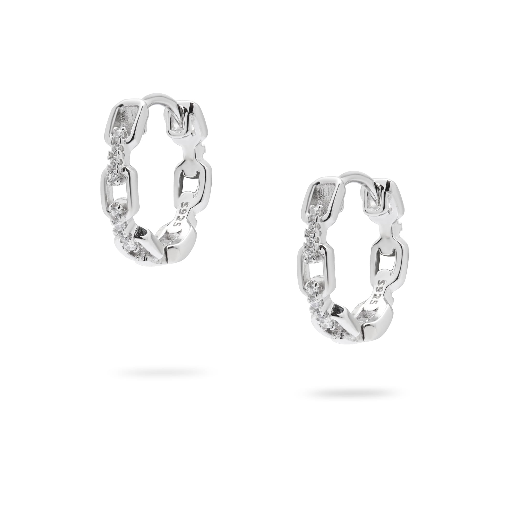 Kimolos-Chain Mini 925 Ayar Gümüş Zirkon Taşlı Halka Küpe-1-Milagron.com