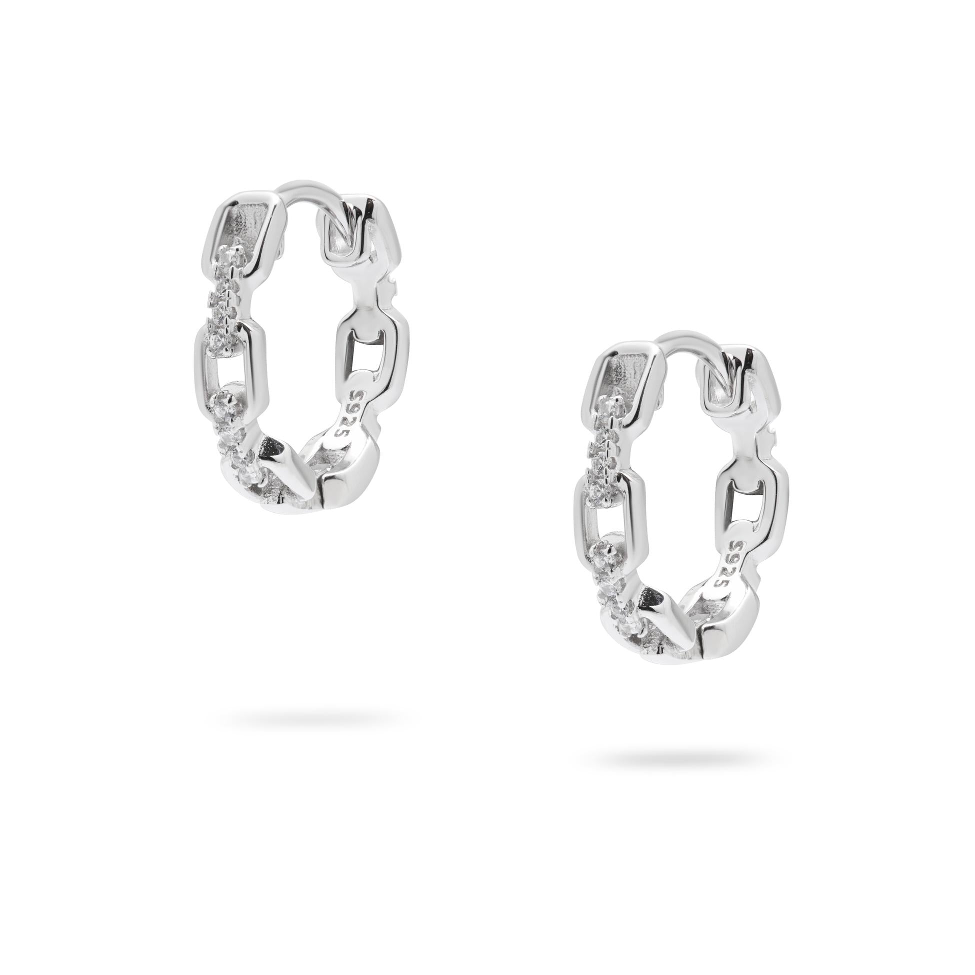 Kimolos-Chain Mini 925 Ayar Gümüş Zirkon Taşlı Halka Küpe-Küpe-3-Milagron.com