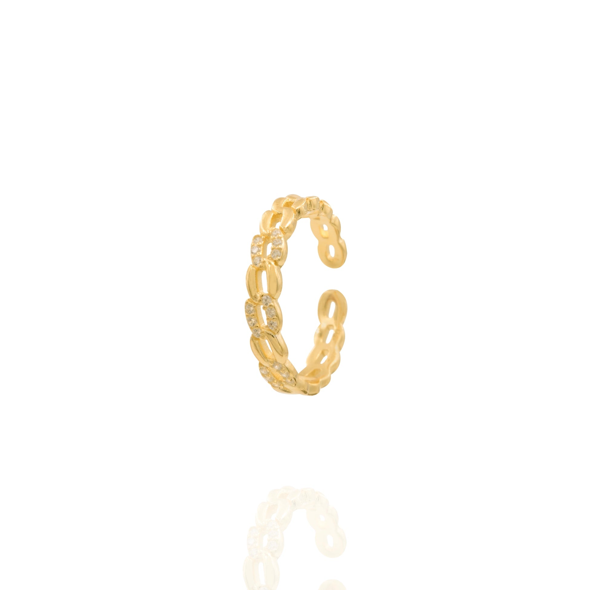 Kimolos-Chain Ring 925 Ayar Gümüş Zirkon Taşlı Ayarlanabilir Yüzük-1-Milagron.com