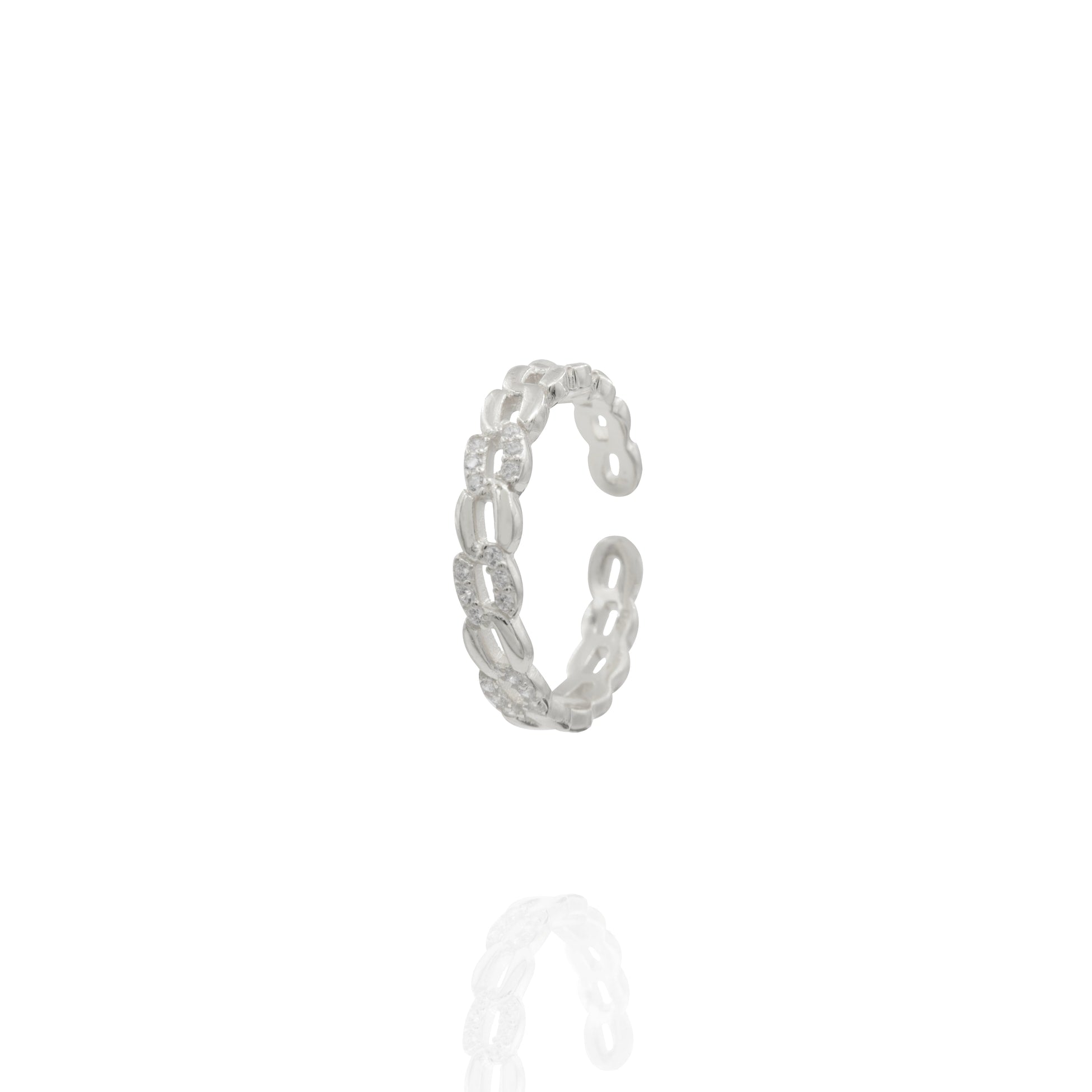 Kimolos-Chain Ring 925 Ayar Gümüş Zirkon Taşlı Ayarlanabilir Yüzük-4-Milagron.com