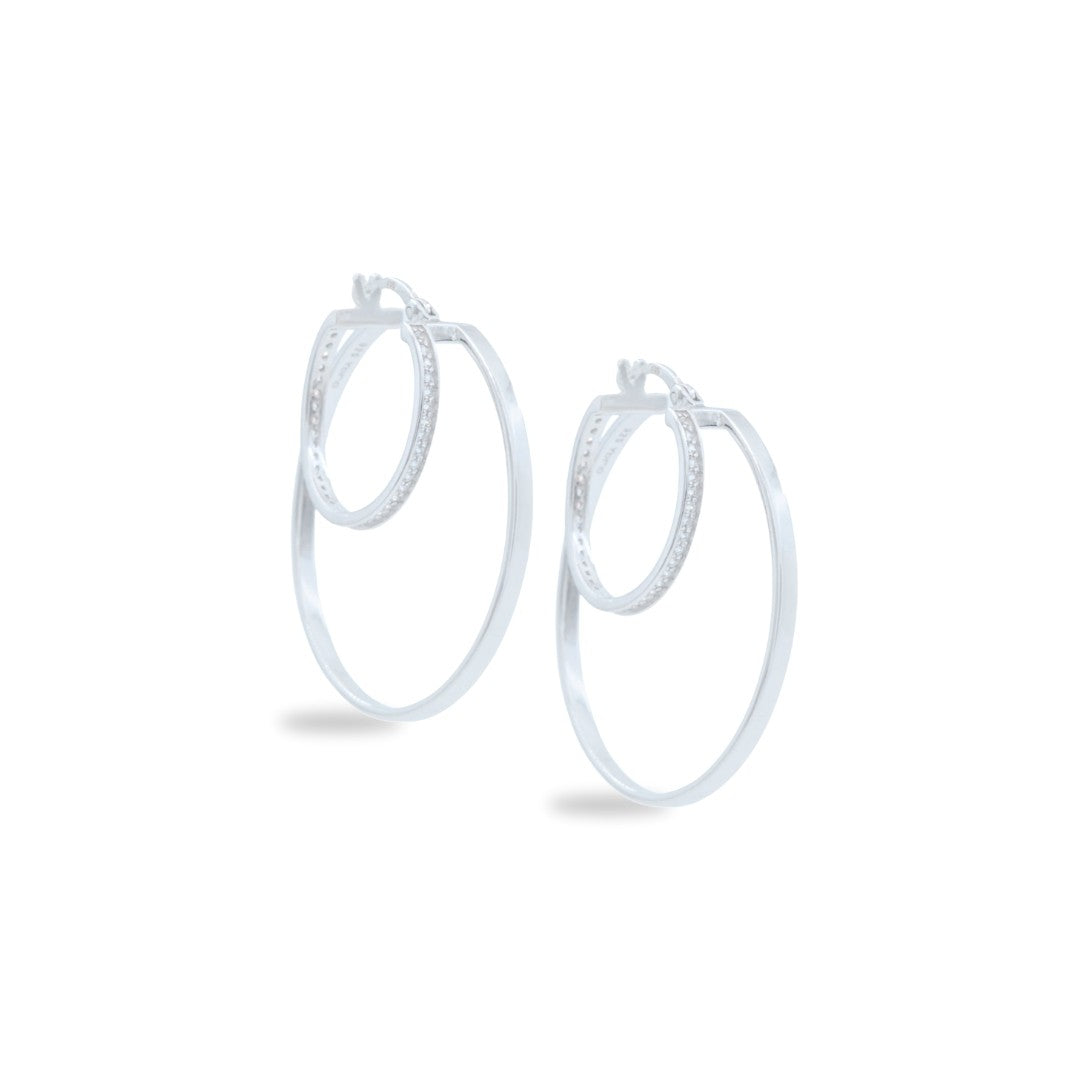 Kimolos-Circle 925 Ayar Gümüş Zirkon Taşlı Halka Küpe-Küpe-1-Milagron.com