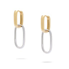 Kimolos-City Life 925 Ayar Gümüş Çift Renk Oval Küpe-Küpe-1-Milagron.com