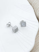 Kimolos-Cube 925 Ayar Gümüş Zirkon Taşlı Küp Küpe-Küpe-1-Milagron.com