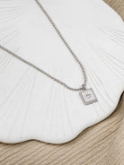 Kimolos-Daisy 925 Ayar Gümüş Tek Taşlı Kare Kolye-Kolye-6-Milagron.com