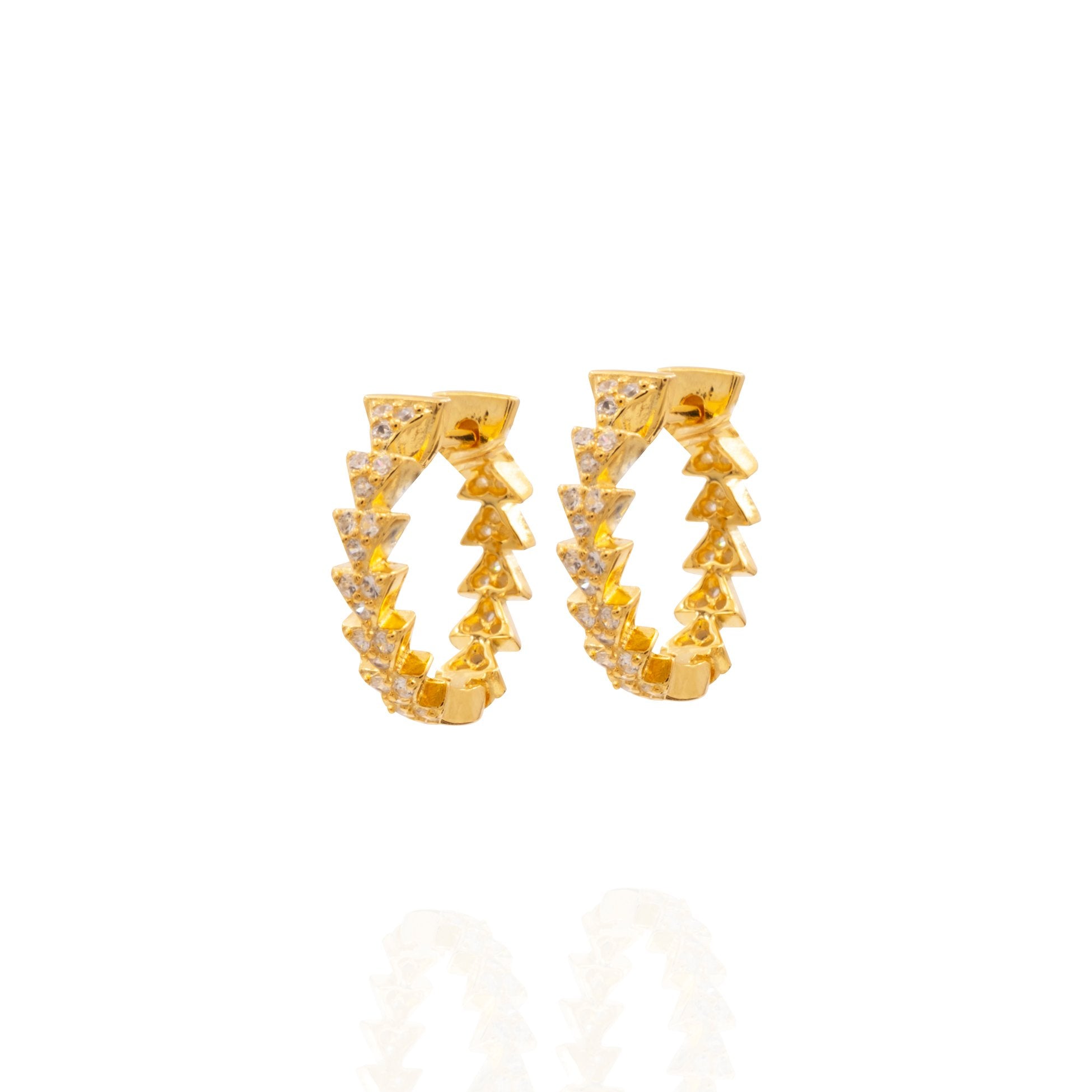 Kimolos-Dazzle 925 Ayar Gümüş Zirkon Taşlı Halka Üçgen Küpe-Küpe-1-Milagron.com