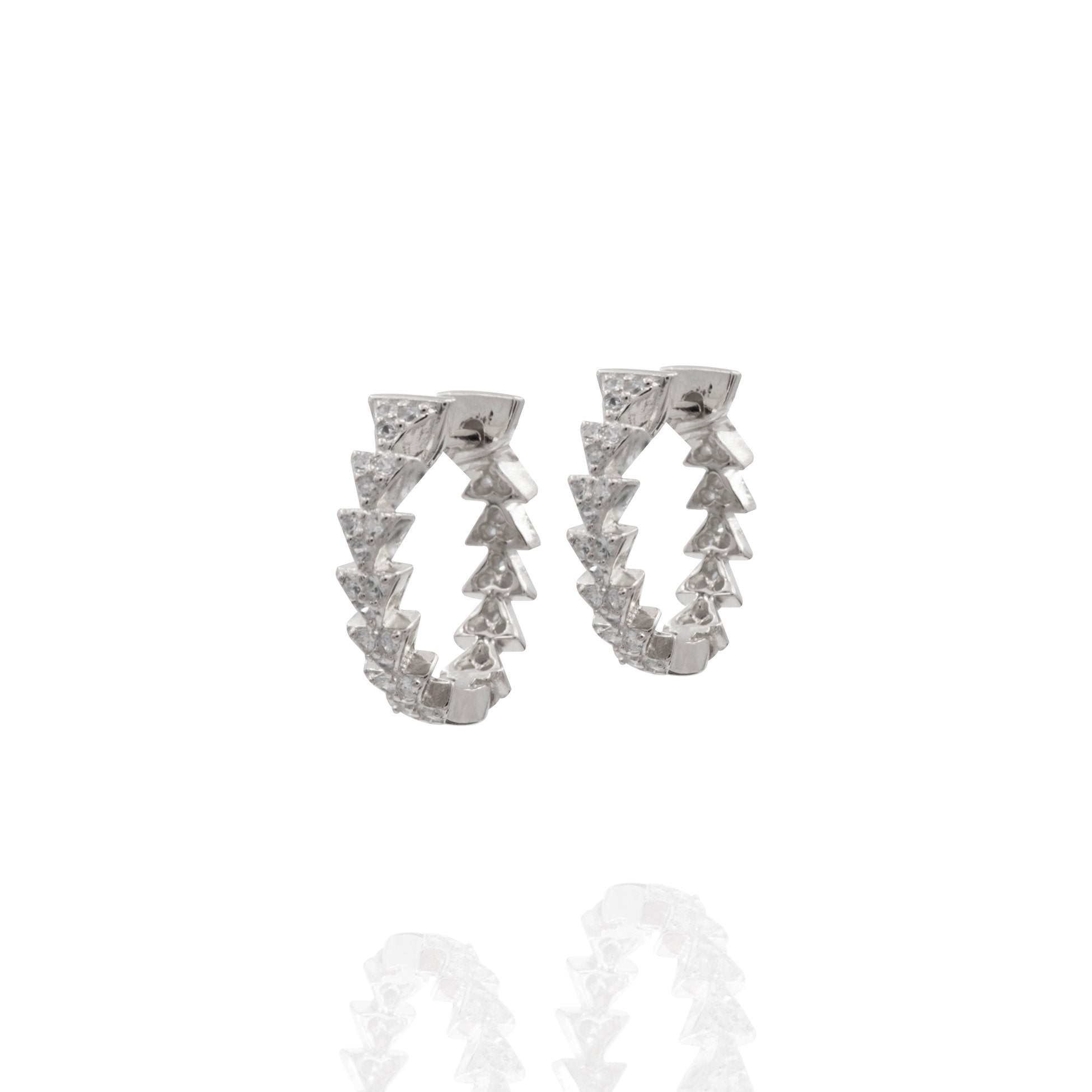Kimolos-Dazzle 925 Ayar Gümüş Zirkon Taşlı Halka Üçgen Küpe-Küpe-2-Milagron.com
