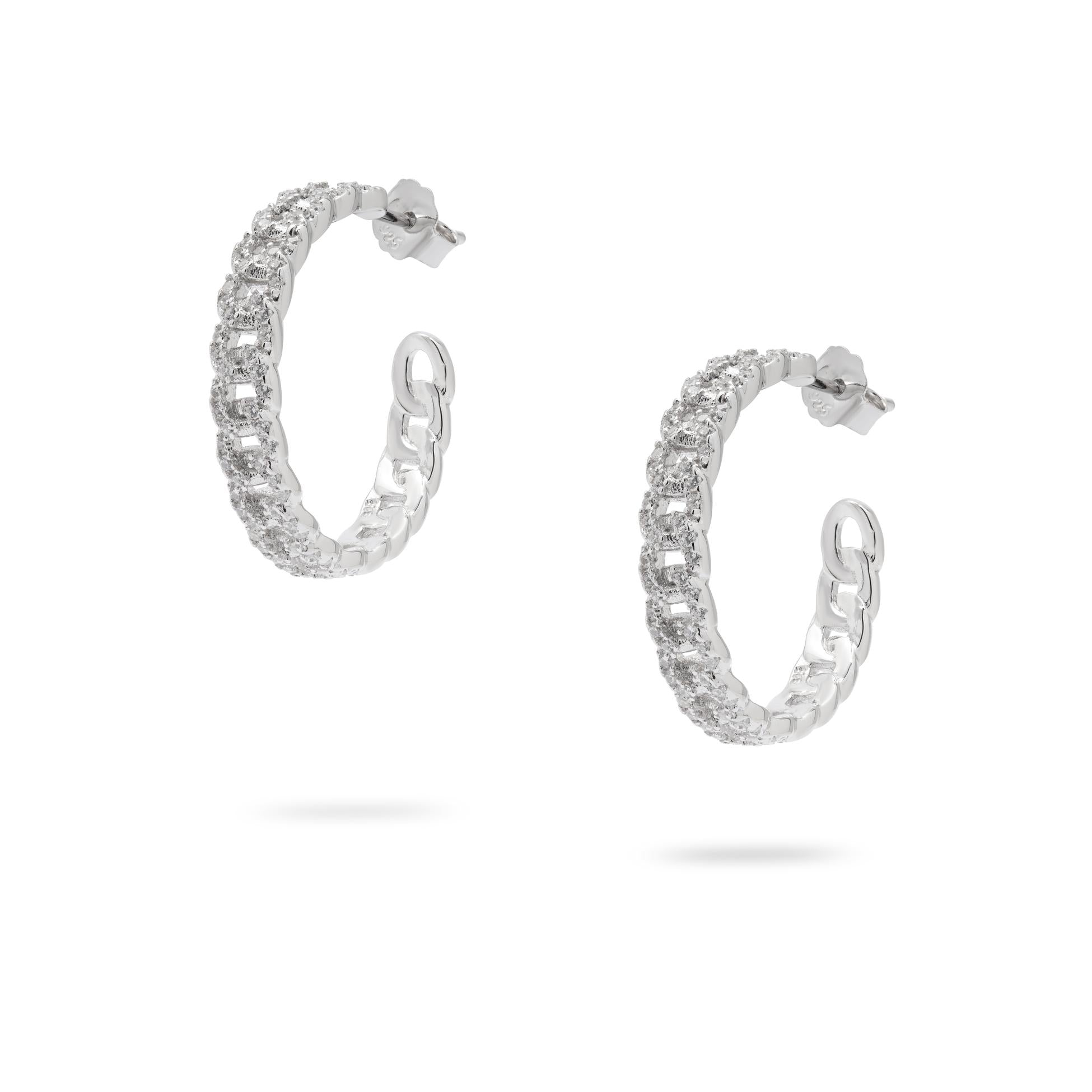 Kimolos-Diamond Babe 925 Ayar Gümüş Zirkon Taşlı Zincir Model Halka Küpe-Küpe-3-Milagron.com