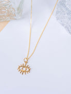 Kimolos-Eyes On You 925 Ayar Gümüş Gold Renk Göz Kolye-Kolye-3-Milagron.com