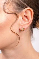 Kimolos-Half Star 925 Ayar Gümüş Mini Taşlı Yarım Yıldız Küpe-Küpe-5-Milagron.com