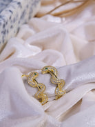 Kimolos-Imaginary 925 Ayar Gümüş Zirkon Taşlı Yılan Tasarım Halka Küpe-Küpe-2-Milagron.com