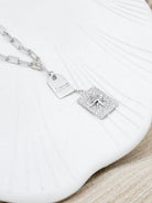 Kimolos-Love 925 Ayar Gümüş Zirkon Taşlı Kare Love Kolye-Kolye-3-Milagron.com