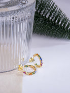 Kimolos-Rainbow Baguette 925 Ayar Gümüş Renkli Baget Taşlı Halka Küpe-2-Milagron.com