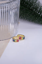 Kimolos-Rainbow Day 925 Ayar Gümüş Renkli Baget Taşlı Halka Küpe-Küpe-3-Milagron.com