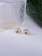 Kimolos-Rainbow Eye 925 Ayar Gümüş Zirkon Ve Renkli Baget Taşlı Göz Küpe-Küpe-3-Milagron.com