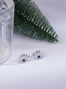 Kimolos-Rainbow Eye 925 Ayar Gümüş Zirkon Ve Renkli Baget Taşlı Göz Küpe-Küpe-4-Milagron.com