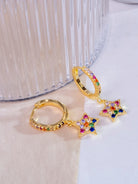 Kimolos-Rainbow Star 925 Ayar Gümüş Renkli Taşlı Yıldız Küpe-Küpe-1-Milagron.com