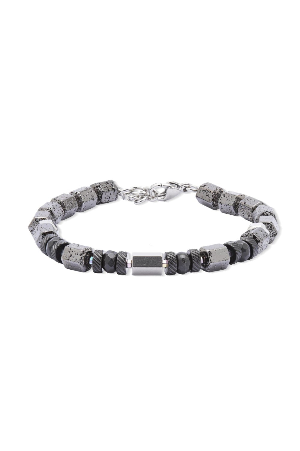 Kimolos-SORUNLU - Black Stone 316 Ayar çelik Ve Doğal Taşlı Erkek Bileklik-Bileklik-1-Milagron.com