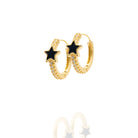 Kimolos-SORUNLU - New Black 925 Ayar Gümüş Gold Ve Siyah Renk Zirkon Taşlı Yıldız Halka Küpe-Küpe-1-Milagron.com