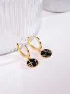 Kimolos-SORUNLU - New Black 925 Ayar Gümüş Gold Ve Siyah Renk Zirkon Taşlı Yıldız Halka Küpe-Küpe-4-Milagron.com