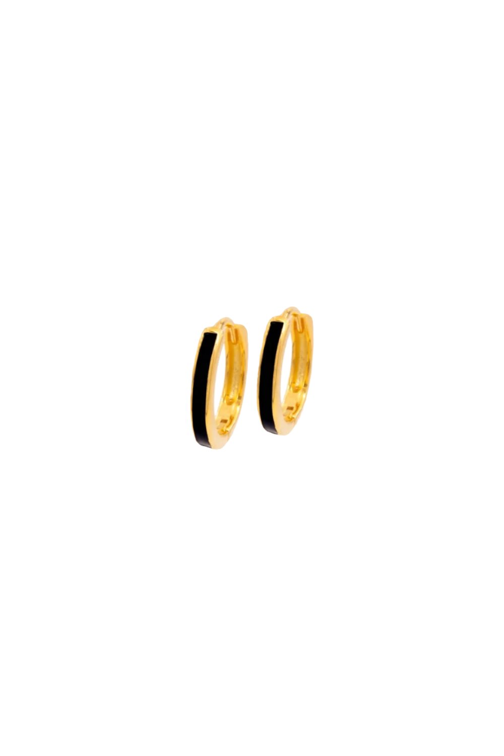Kimolos-SORUNLU - New Black Mini 925 Ayar Gümüş Gold Ve Siyah Renk Halka Küpe-Küpe-1-Milagron.com