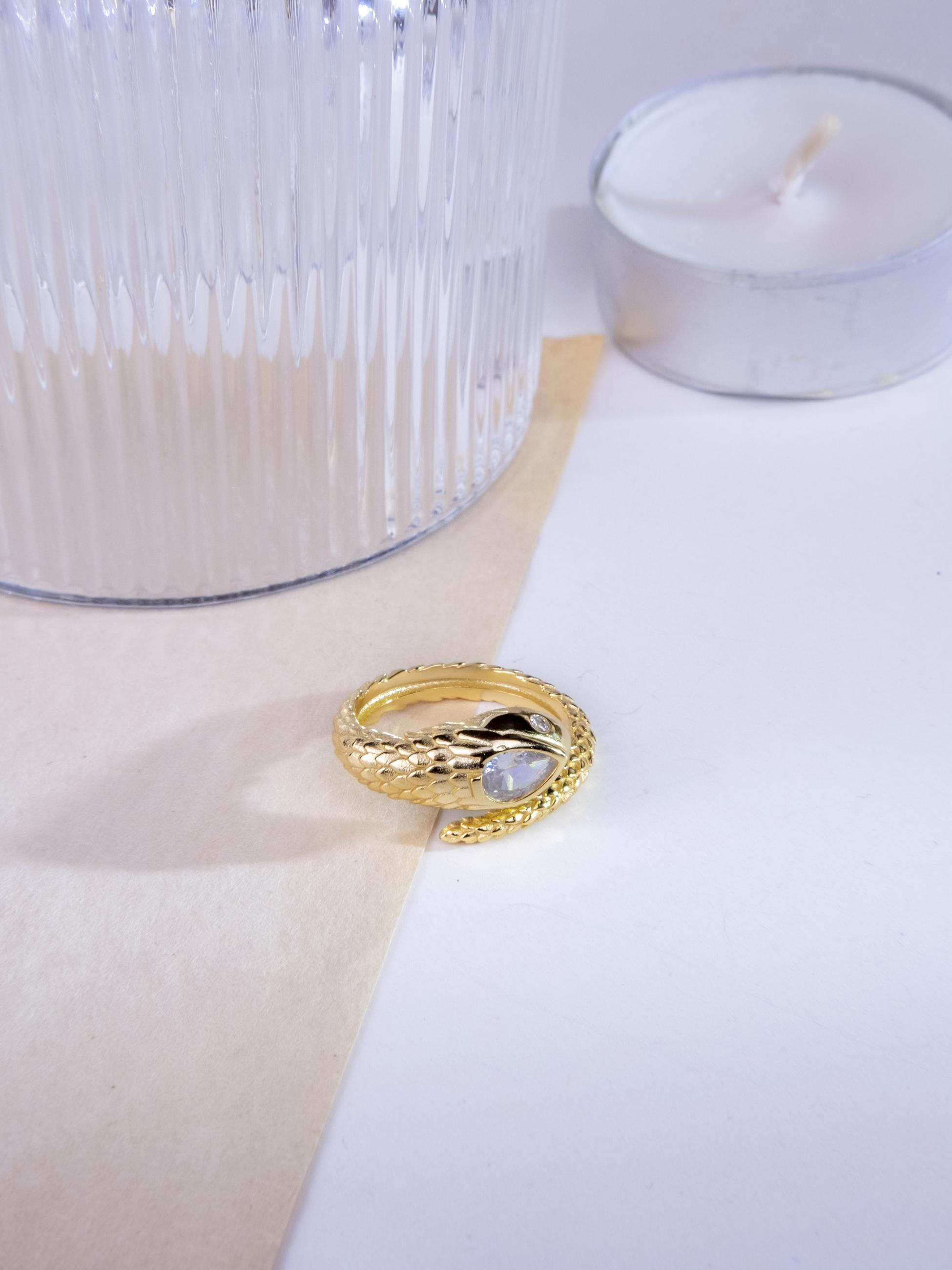 Kimolos-Snape 925 Ayar Gümüş Zirkon Taşlı Tasarım Yılan Yüzük-Yüzük-3-Milagron.com