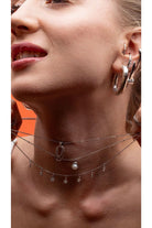 Kimolos-Telescope 925 Ayar Gümüş Zirkon Taşlı Oval Kolye-Kolye-3-Milagron.com