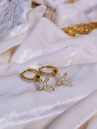 Kimolos-Tiny 925 Ayar Gümüş Zirkon Taşlı Haç Küpe-Küpe-1-Milagron.com