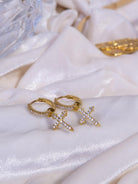 Kimolos-Tiny 925 Ayar Gümüş Zirkon Taşlı Haç Küpe-Küpe-2-Milagron.com