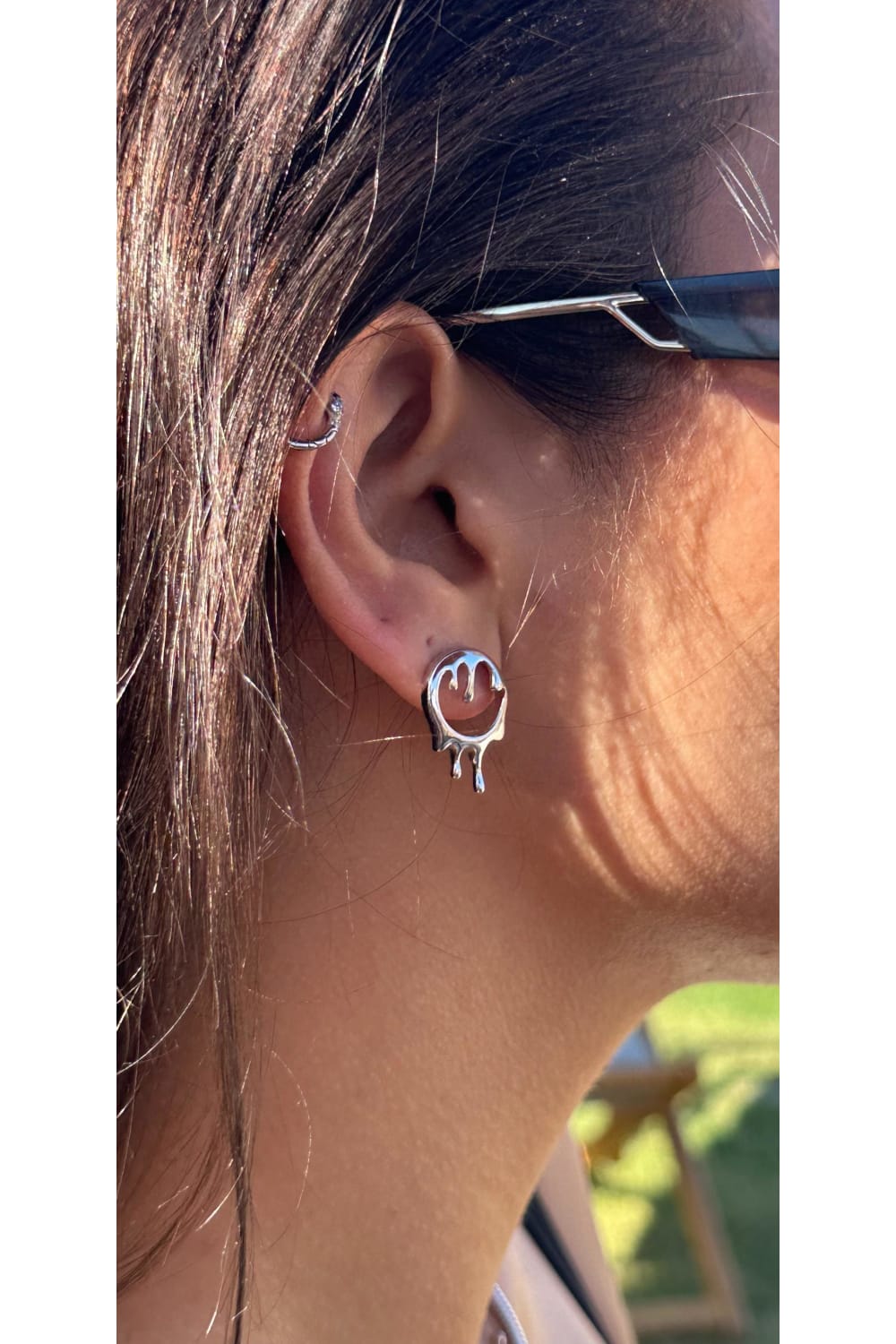 Kimolos-Tunnel 925 Ayar Gümüş Su Damlası Küpe-Küpe-3-Milagron.com