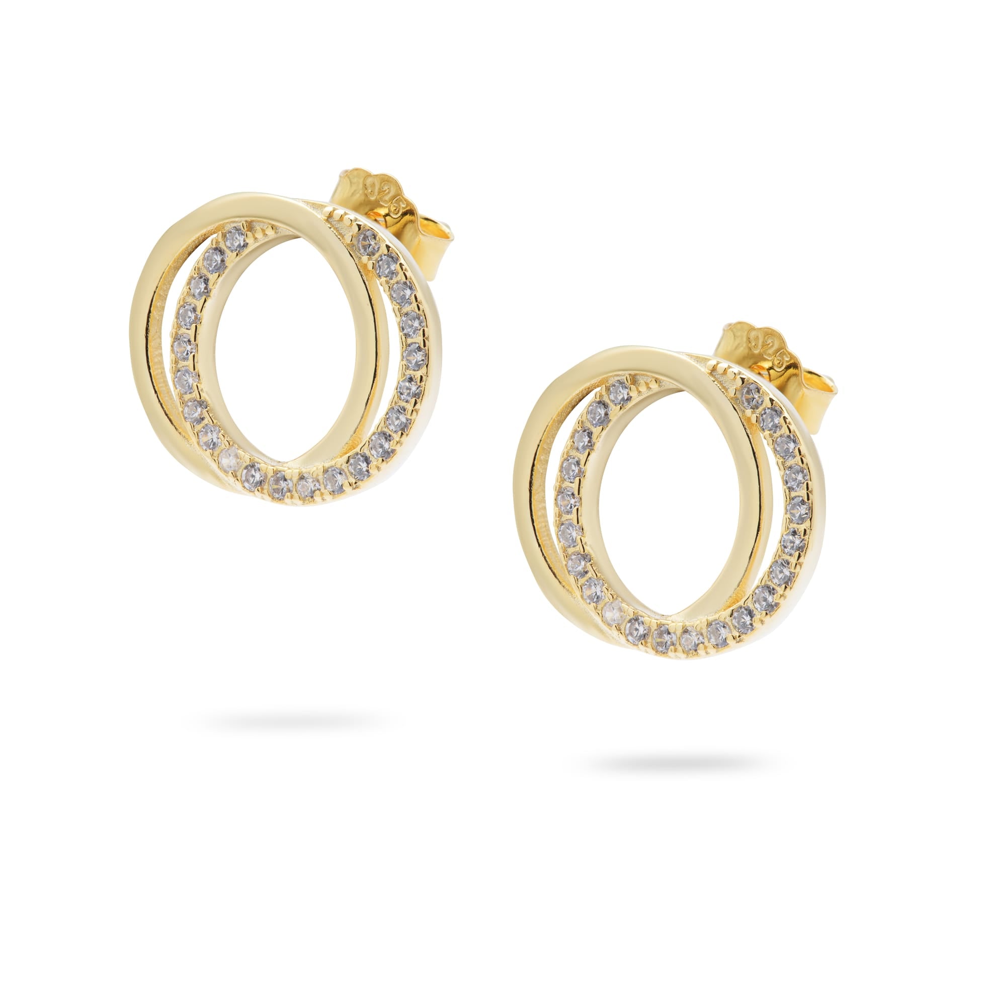 Kimolos-Two Pieces 925 Ayar Gümüş Zirkon Taşlı Halka Küpe-1-Milagron.com