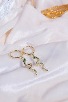 Kimolos-Viper's Kiss 925 Ayar Gümüş Yeşil Zirkon Taşlı Yılan Küpe-Küpe-3-Milagron.com