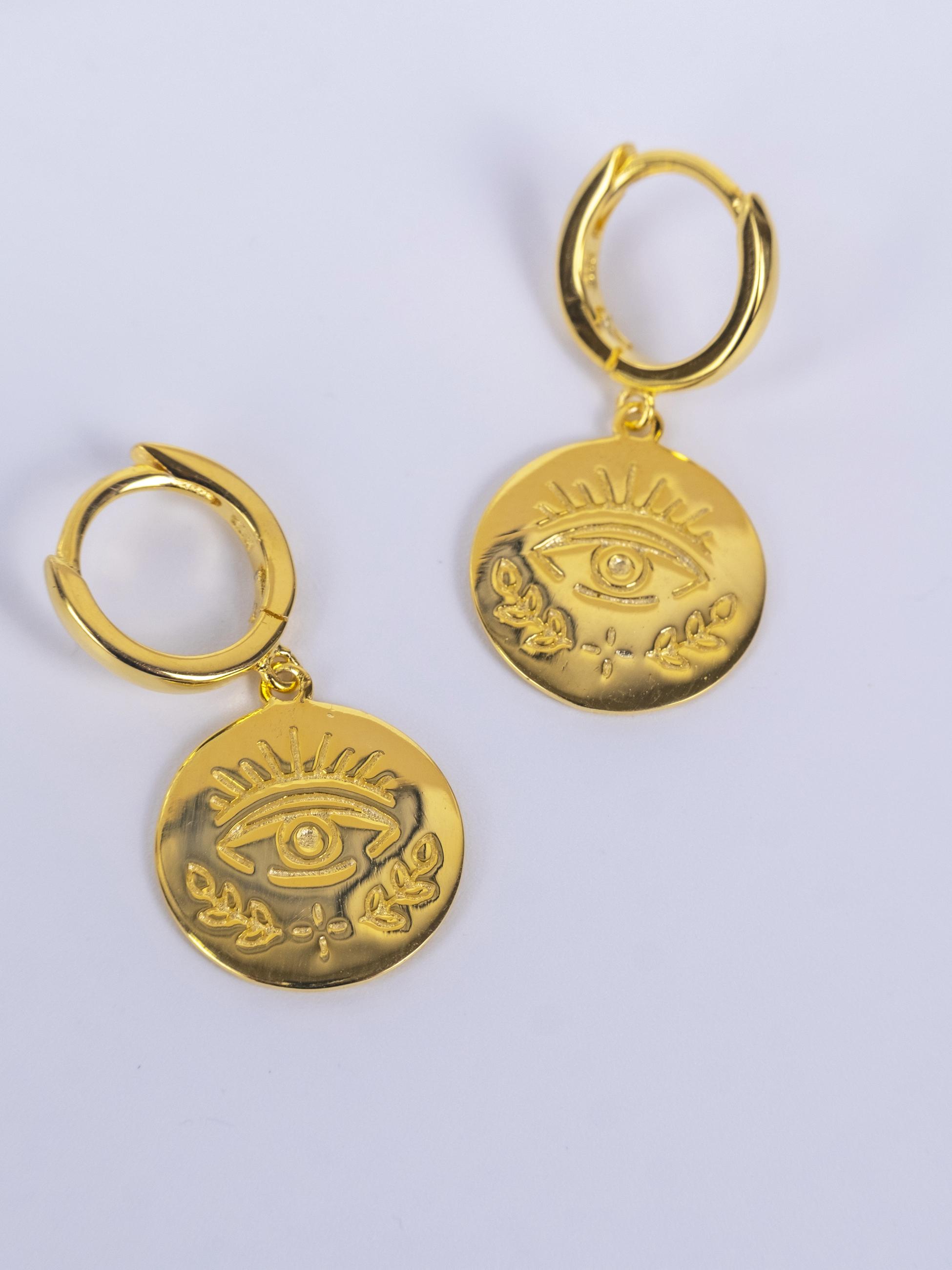 Kimolos-Wish You Luck 925 Ayar Gümüş Yuvarlak Şans Küpe-Küpe-3-Milagron.com