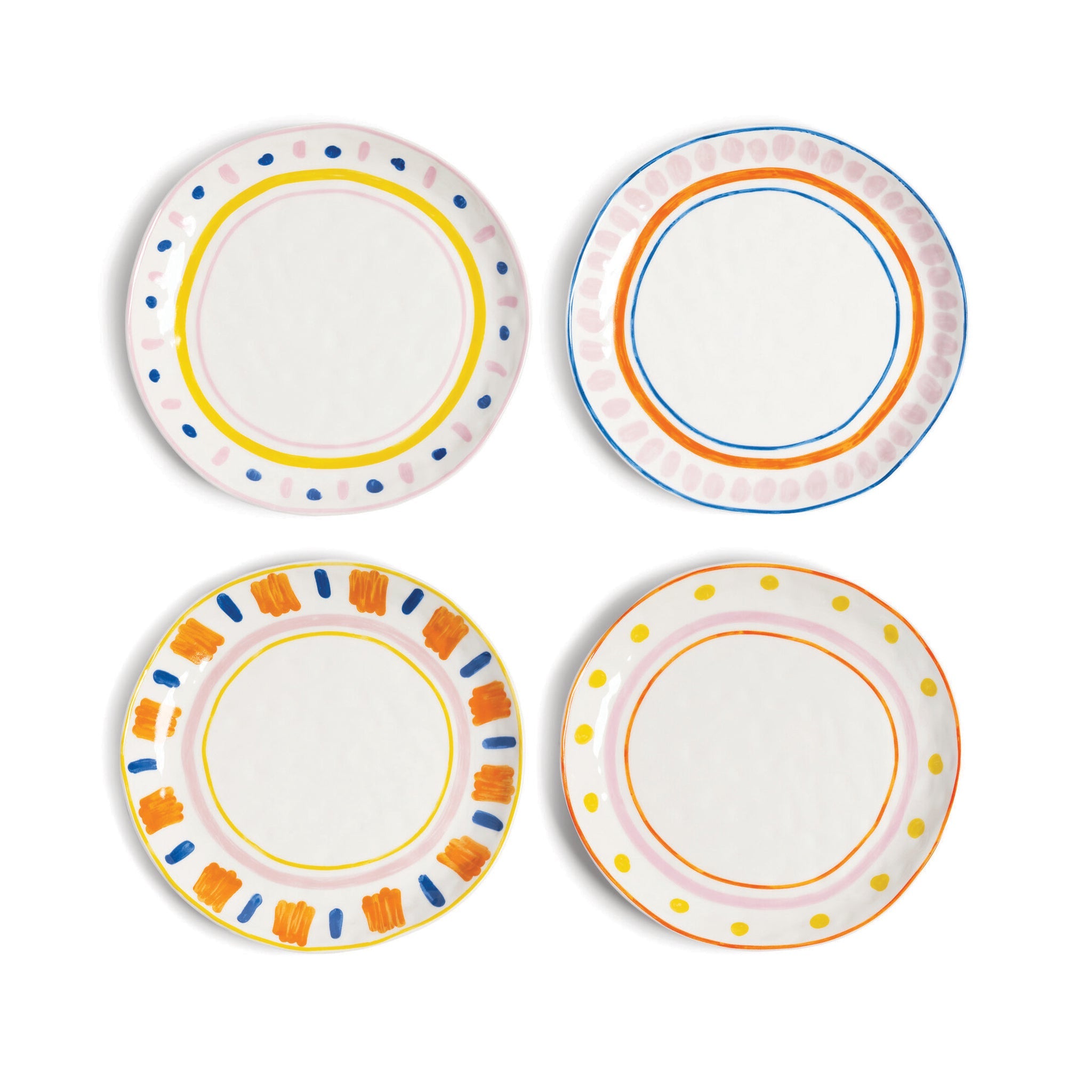 &Klevering-Boavista Desenli 4'lü Tabak Seti (Ø 21.5cm)-Tabak & Kase-1-Milagron.com