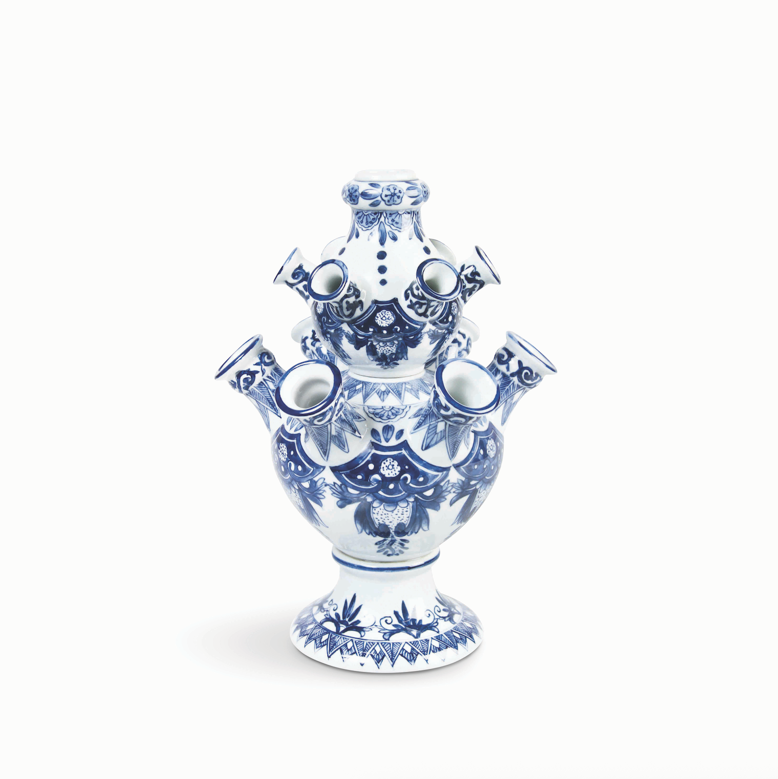 &Klevering-Delft Mavisi Küçük El Boyaması Lale Piramidi Vazo-Vazo-1-Milagron.com