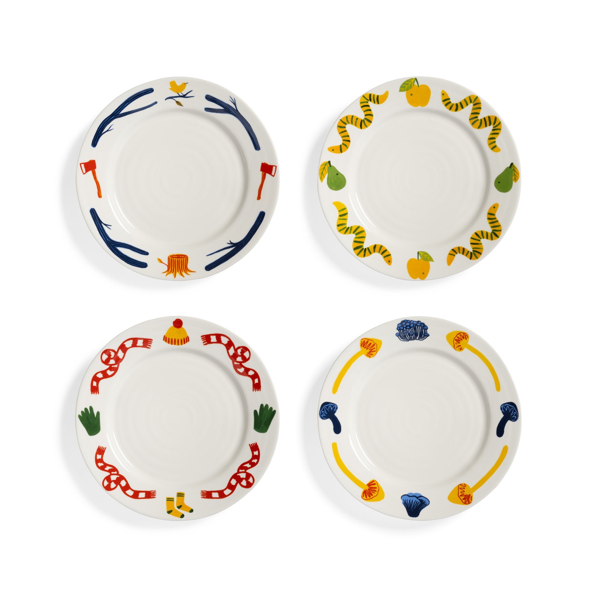 &Klevering-Kenar Desenli 4'lü Tabak Seti (Ø 22cm)-Tabak-1-Milagron.com