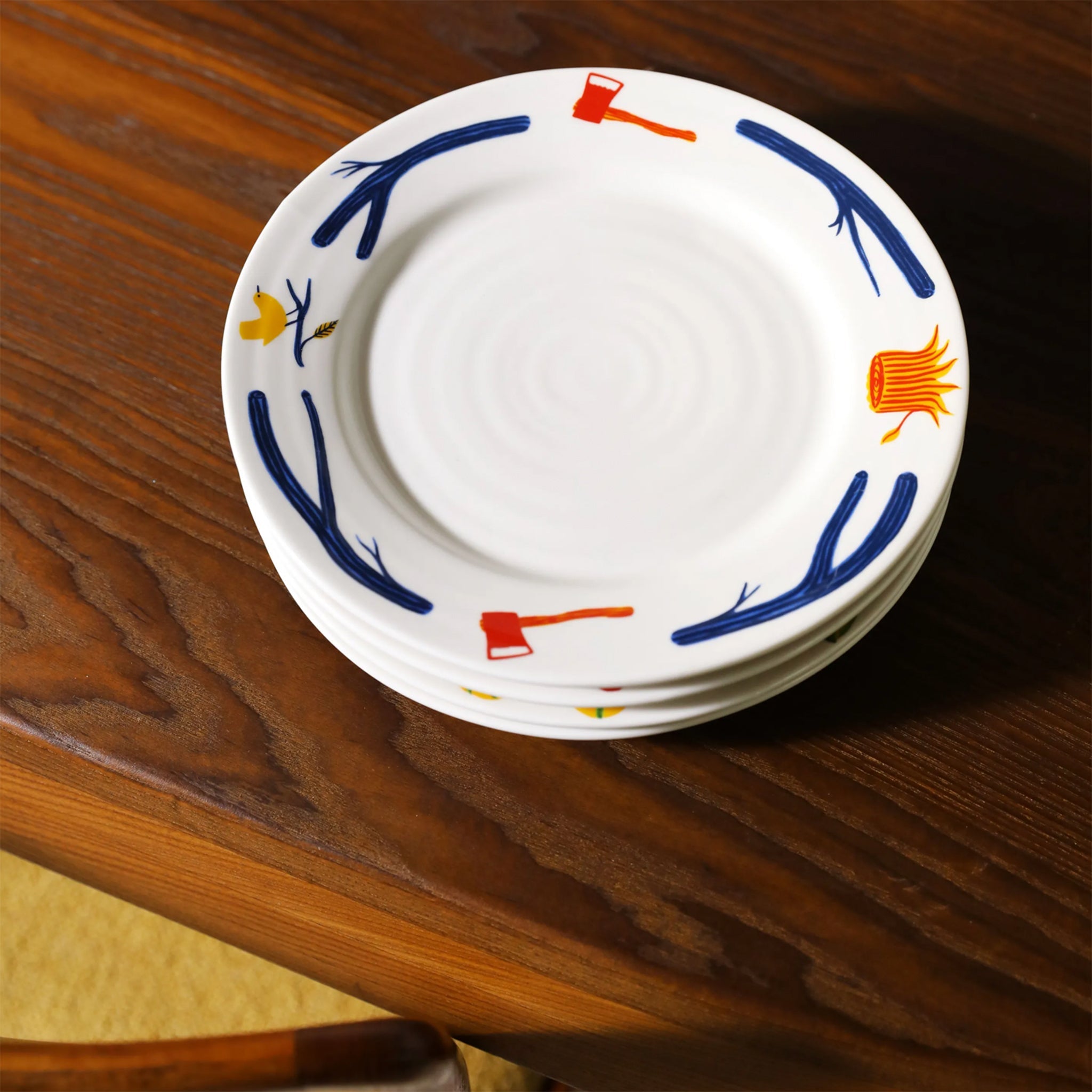 &Klevering-Kenar Desenli 4'lü Tabak Seti (Ø 22cm)-Tabak-4-Milagron.com