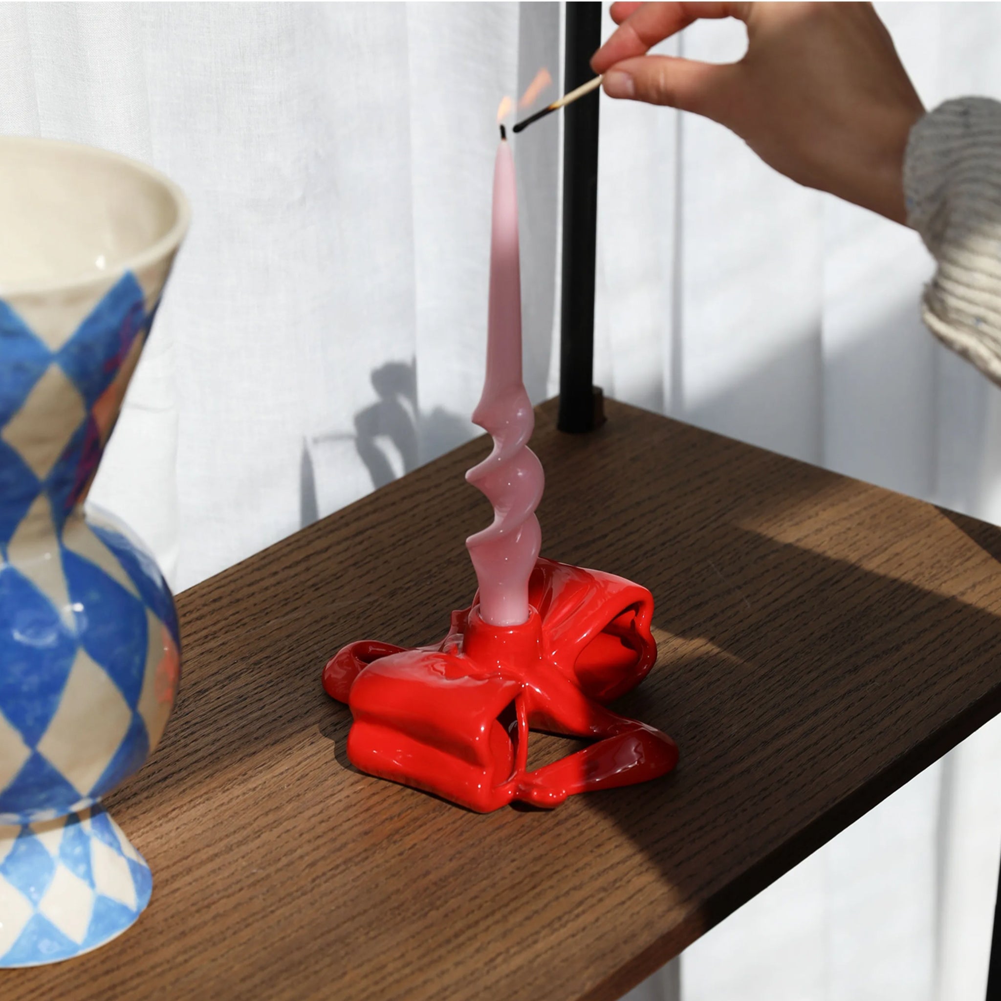 &Klevering-Kırmızı Kurdele Figürlü Mumluk-Mumluk & Şamdan-2-Milagron.com