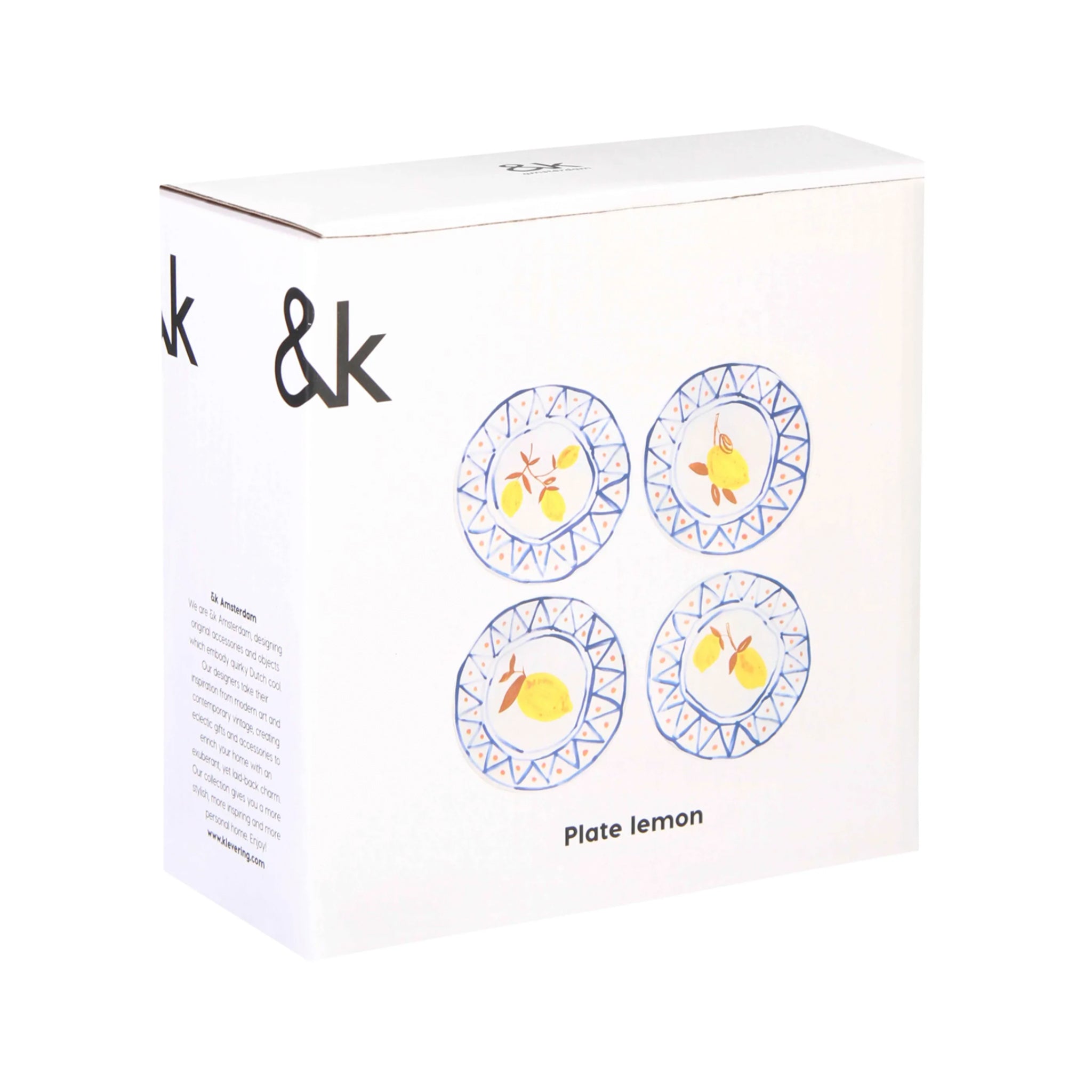 &Klevering-Limon Desenli 4'lü Tabak Seti-Tabak-5-Milagron.com