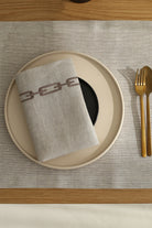 Km Home Collection-2’Li Set Zincir İşlemeli Taş Rengi Amerikan Servis-Sunum Aksesuarları-2-Milagron.com