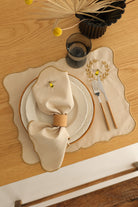 Km Home Collection-2'li Set Arı İşlemeli Pamuk Amerikan Servis-Sunum Aksesuarları-2-Milagron.com