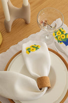 Km Home Collection-2'li Set Ayçiçek İşlemeli Keten Amerikan Servis-Sunum Aksesuarları-6-Milagron.com