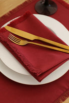 Km Home Collection-2'li Set Kırmızı Pamuk Amerikan Servis-Sunum Aksesuarları-4-Milagron.com