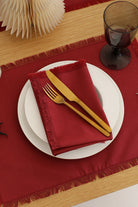 Km Home Collection-2'li Set Kırmızı Pamuk Peçete-Peçete-2-Milagron.com