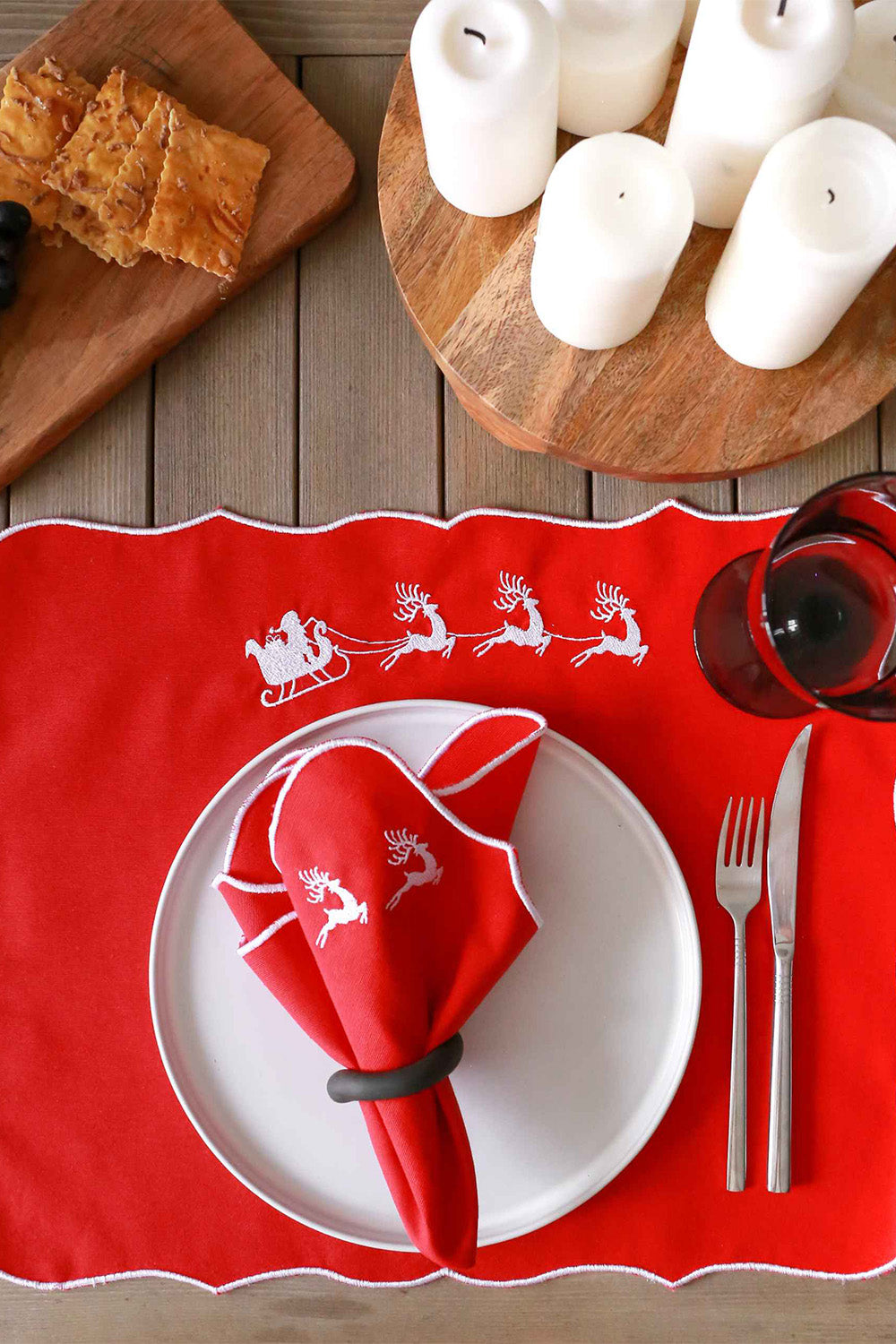 Km Home Collection-2'li Set Kızak İşlemeli Pamuk Amerikan Servis-Sunum Aksesuarları-1-Milagron.com
