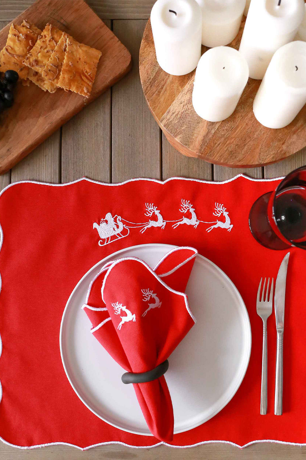 Km Home Collection-2'li Set Kızak İşlemeli Pamuk Peçete-Peçete-1-Milagron.com