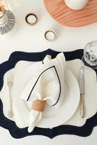Km Home Collection-2'li Set Lacivert Şeritli Keten Peçete-Peçete-1-Milagron.com