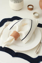Km Home Collection-2'li Set Lacivert Şeritli Keten Peçete-Peçete-2-Milagron.com